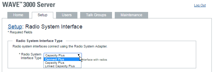 Select Radio Interface Type